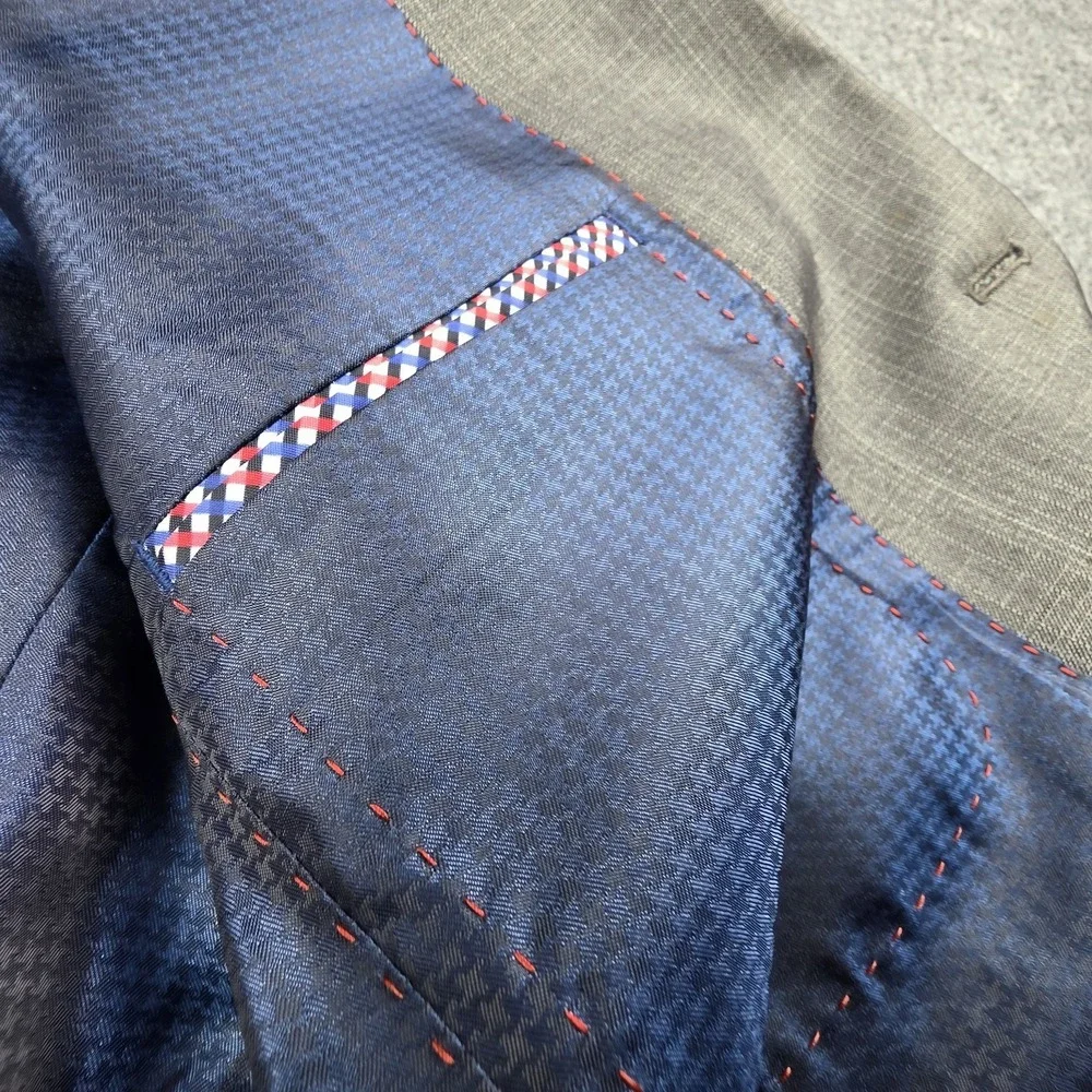 Billy London Sport Coat Blazer Men's 38 S‎ Gray Blue Lining Suit Jacket 2 Button